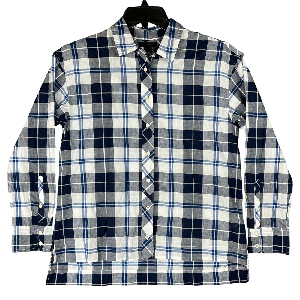 J Crew Boyfriend Untucked Casual Plaid‎ Button Down Shirt Womens S Classic Style